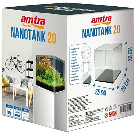 AMTRA NANOTANK 20 (25x25x30cm)  - hajlított élű akvárium, üvegtetővel
