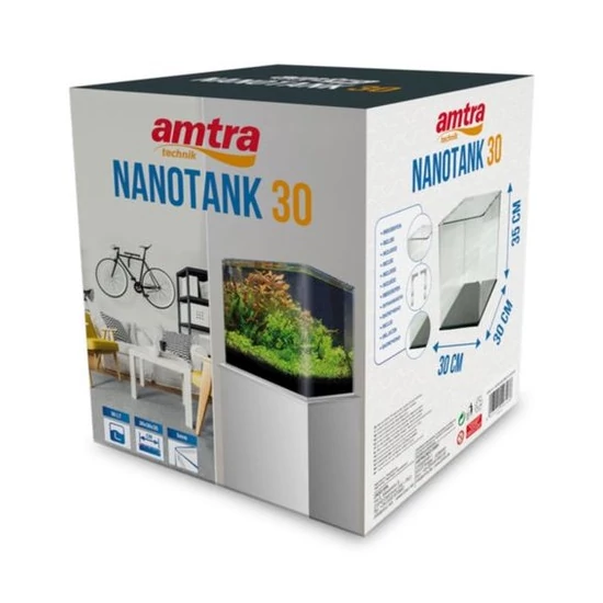 AMTRA NANOTANK 30 (30x30x35cm)  - hajlított élű akvárium, üvegtetővel