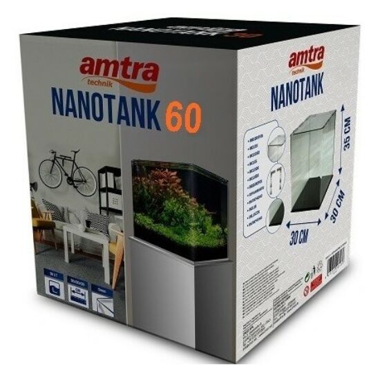 AMTRA NANOTANK 60 (38x38x43cm) - hajlított élű akvárium, üvegtetővel