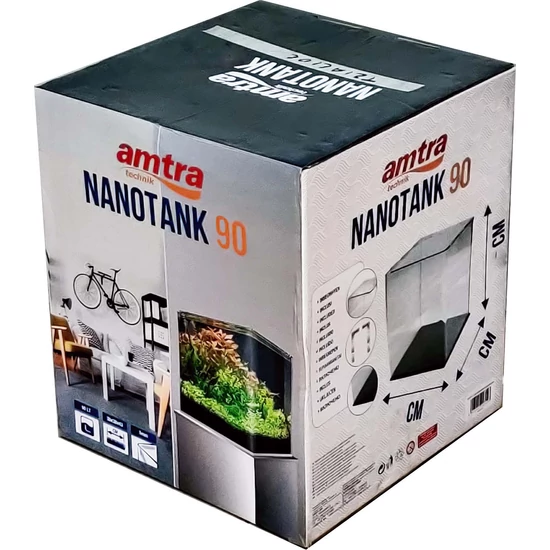 AMTRA NANOTANK 90 (45x45x45cm) EXTRACLEAR - hajlított élű akvárium, üvegtetővel