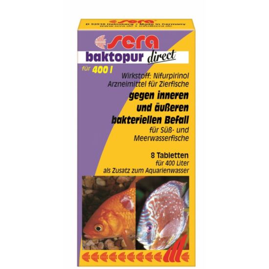 SERA baktopur direct 8 tabl. - akváriumi gyógyszer  bakteriális fertőzések ellen