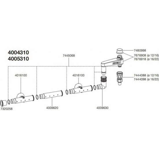 Eheim nyomó oldali kifolyó szett,  Intsallation Set 12/16-os tömlőhöz - 4004310